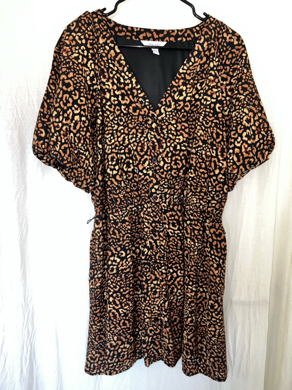 Nine West women’s animal print dress size XXL fully lined balloon sleeves casual - Picture 2 of 15